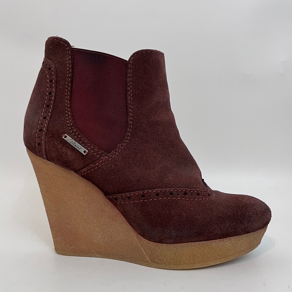 Diesel Denver Wineyard Vine platform wedge ankle boots 38 US 7 leather - Picture 3 of 10